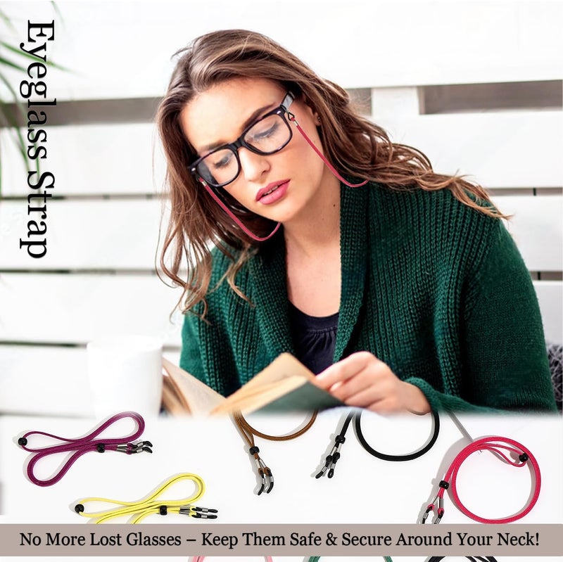 LORACOXS 12PCS Glasses Strap Eye Glasses Holders Around Neck Adjustable Leather Eyeglasses Reading Glasses Chain for Women - Image 2